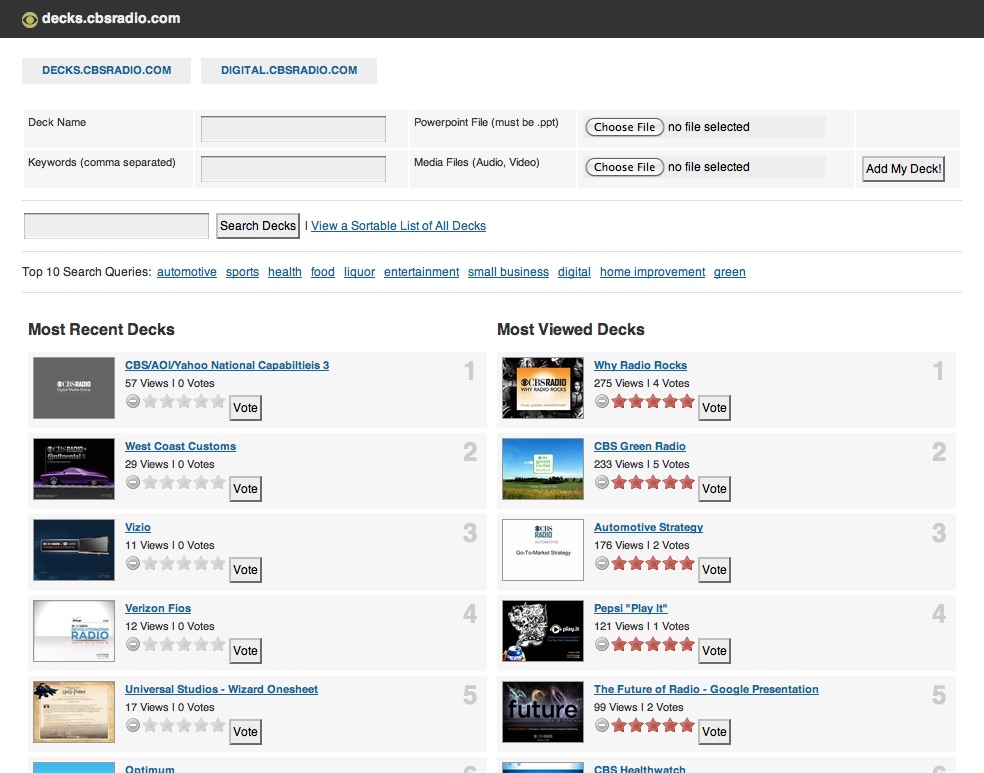 CBS Radio Sales Decks App